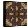 Art Nouveau Geometric Ornamental Vintage Pattern in Beige, Violet and Brown Colors-Irina QQQ-Framed Stretched Canvas