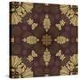 Art Nouveau Geometric Ornamental Vintage Pattern in Beige, Violet and Brown Colors-Irina QQQ-Stretched Canvas