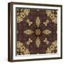 Art Nouveau Geometric Ornamental Vintage Pattern in Beige, Violet and Brown Colors-Irina QQQ-Framed Art Print