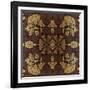 Art Nouveau Geometric Ornamental Vintage Pattern in Beige, Violet and Brown Colors-Irina QQQ-Framed Art Print