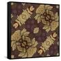 Art Nouveau Geometric Ornamental Vintage Pattern in Beige, Violet and Brown Colors-Irina QQQ-Framed Stretched Canvas