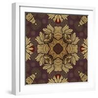 Art Nouveau Geometric Ornamental Vintage Pattern in Beige, Violet and Brown Colors-Irina QQQ-Framed Art Print