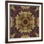 Art Nouveau Geometric Ornamental Vintage Pattern in Beige, Violet and Brown Colors-Irina QQQ-Framed Art Print