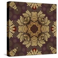 Art Nouveau Geometric Ornamental Vintage Pattern in Beige, Violet and Brown Colors-Irina QQQ-Stretched Canvas