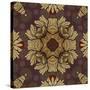 Art Nouveau Geometric Ornamental Vintage Pattern in Beige, Violet and Brown Colors-Irina QQQ-Stretched Canvas