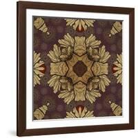 Art Nouveau Geometric Ornamental Vintage Pattern in Beige, Violet and Brown Colors-Irina QQQ-Framed Art Print