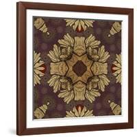 Art Nouveau Geometric Ornamental Vintage Pattern in Beige, Violet and Brown Colors-Irina QQQ-Framed Art Print