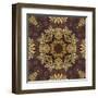 Art Nouveau Geometric Ornamental Vintage Pattern in Beige, Violet and Brown Colors-Irina QQQ-Framed Art Print