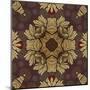 Art Nouveau Geometric Ornamental Vintage Pattern in Beige, Violet and Brown Colors-Irina QQQ-Mounted Art Print