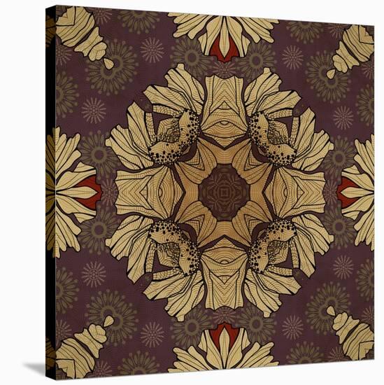 Art Nouveau Geometric Ornamental Vintage Pattern in Beige, Violet and Brown Colors-Irina QQQ-Stretched Canvas