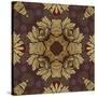 Art Nouveau Geometric Ornamental Vintage Pattern in Beige, Violet and Brown Colors-Irina QQQ-Stretched Canvas