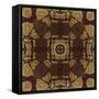 Art Nouveau Geometric Ornamental Vintage Pattern in Beige, Violet and Brown Colors-Irina QQQ-Framed Stretched Canvas