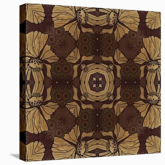 Art Nouveau Geometric Ornamental Vintage Pattern in Beige, Violet and Brown Colors-Irina QQQ-Stretched Canvas