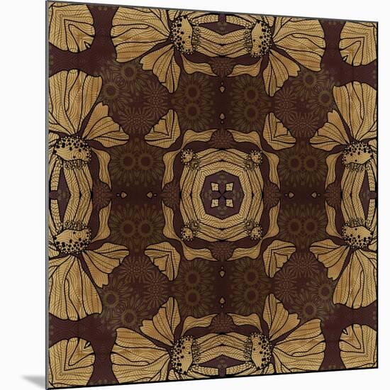 Art Nouveau Geometric Ornamental Vintage Pattern in Beige, Violet and Brown Colors-Irina QQQ-Mounted Art Print