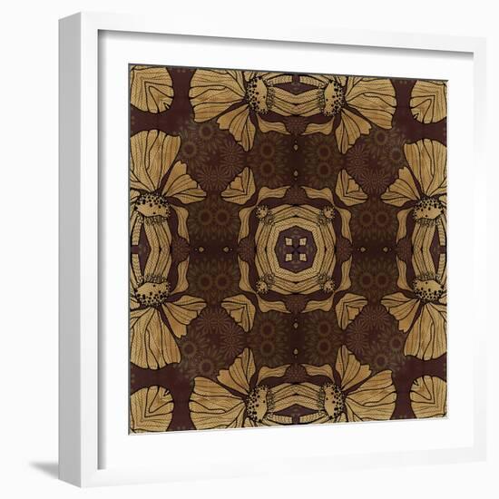 Art Nouveau Geometric Ornamental Vintage Pattern in Beige, Violet and Brown Colors-Irina QQQ-Framed Art Print