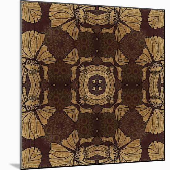 Art Nouveau Geometric Ornamental Vintage Pattern in Beige, Violet and Brown Colors-Irina QQQ-Mounted Premium Giclee Print