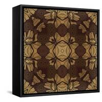 Art Nouveau Geometric Ornamental Vintage Pattern in Beige, Violet and Brown Colors-Irina QQQ-Framed Stretched Canvas