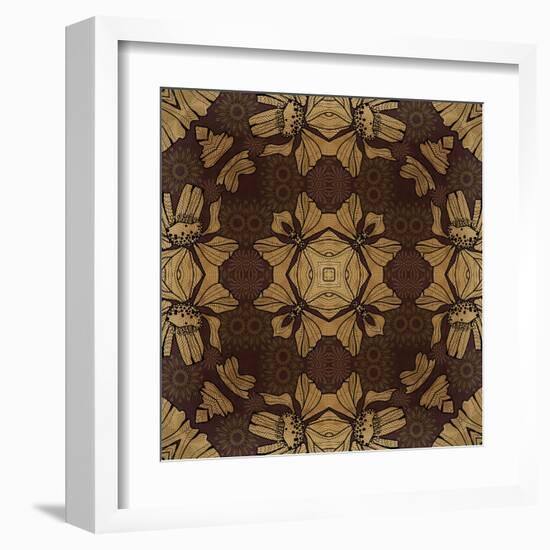 Art Nouveau Geometric Ornamental Vintage Pattern in Beige, Violet and Brown Colors-Irina QQQ-Framed Art Print