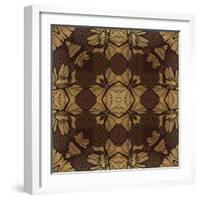 Art Nouveau Geometric Ornamental Vintage Pattern in Beige, Violet and Brown Colors-Irina QQQ-Framed Art Print