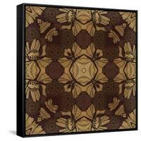 Art Nouveau Geometric Ornamental Vintage Pattern in Beige, Violet and Brown Colors-Irina QQQ-Framed Stretched Canvas