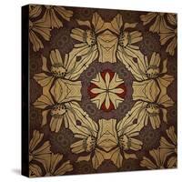 Art Nouveau Geometric Ornamental Vintage Pattern in Beige, Violet and Brown Colors-Irina QQQ-Stretched Canvas