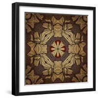 Art Nouveau Geometric Ornamental Vintage Pattern in Beige, Violet and Brown Colors-Irina QQQ-Framed Art Print