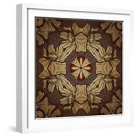 Art Nouveau Geometric Ornamental Vintage Pattern in Beige, Violet and Brown Colors-Irina QQQ-Framed Art Print