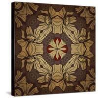 Art Nouveau Geometric Ornamental Vintage Pattern in Beige, Violet and Brown Colors-Irina QQQ-Stretched Canvas