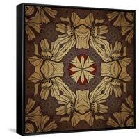 Art Nouveau Geometric Ornamental Vintage Pattern in Beige, Violet and Brown Colors-Irina QQQ-Framed Stretched Canvas