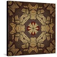 Art Nouveau Geometric Ornamental Vintage Pattern in Beige, Violet and Brown Colors-Irina QQQ-Stretched Canvas