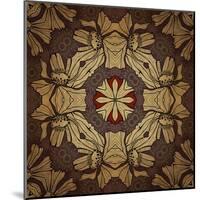 Art Nouveau Geometric Ornamental Vintage Pattern in Beige, Violet and Brown Colors-Irina QQQ-Mounted Art Print