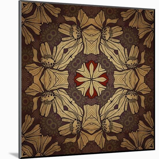 Art Nouveau Geometric Ornamental Vintage Pattern in Beige, Violet and Brown Colors-Irina QQQ-Mounted Art Print