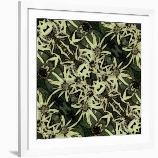 Art Nouveau Geometric Ornamental Vintage Pattern in Green, Black and Light Yellow Colors-Irina QQQ-Framed Art Print