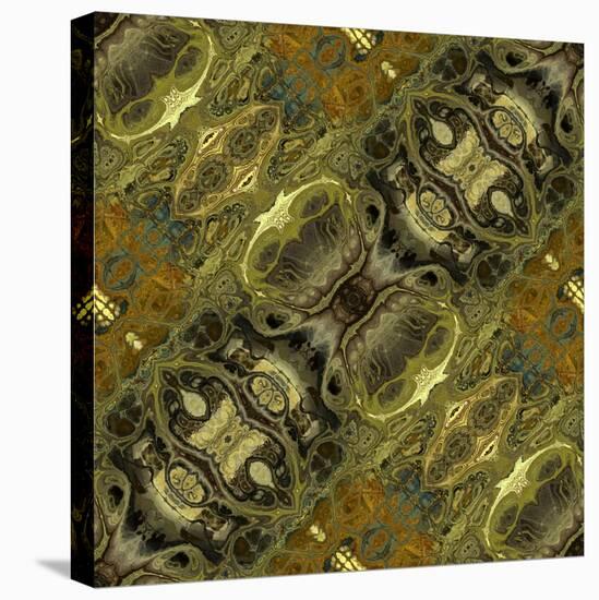 Art Nouveau Geometric Ornamental Vintage Pattern in Green Colors-Irina QQQ-Stretched Canvas