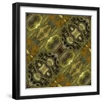 Art Nouveau Geometric Ornamental Vintage Pattern in Green Colors-Irina QQQ-Framed Art Print