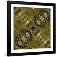 Art Nouveau Geometric Ornamental Vintage Pattern in Green Colors-Irina QQQ-Framed Art Print