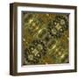 Art Nouveau Geometric Ornamental Vintage Pattern in Green Colors-Irina QQQ-Framed Art Print