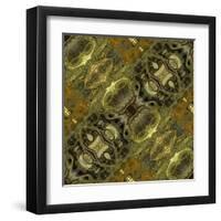 Art Nouveau Geometric Ornamental Vintage Pattern in Green Colors-Irina QQQ-Framed Art Print