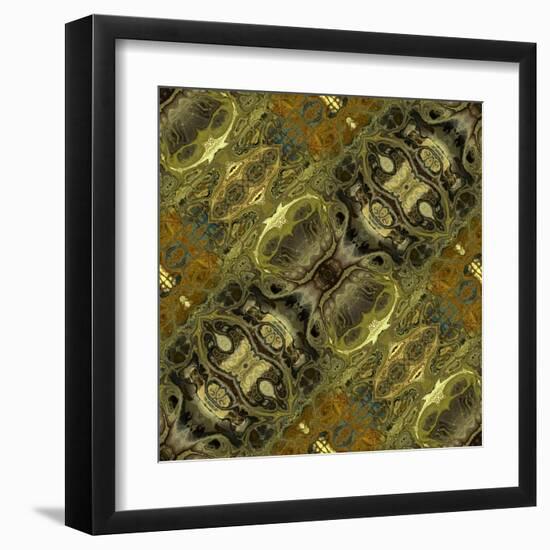 Art Nouveau Geometric Ornamental Vintage Pattern in Green Colors-Irina QQQ-Framed Art Print