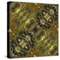 Art Nouveau Geometric Ornamental Vintage Pattern in Green Colors-Irina QQQ-Stretched Canvas