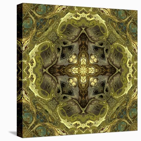 Art Nouveau Geometric Ornamental Vintage Pattern in Green Colors-Irina QQQ-Stretched Canvas