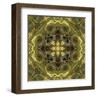 Art Nouveau Geometric Ornamental Vintage Pattern in Green Colors-Irina QQQ-Framed Art Print