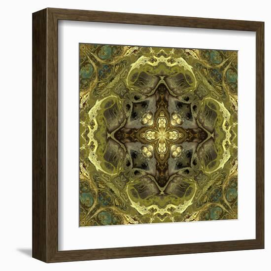 Art Nouveau Geometric Ornamental Vintage Pattern in Green Colors-Irina QQQ-Framed Art Print