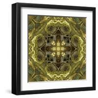 Art Nouveau Geometric Ornamental Vintage Pattern in Green Colors-Irina QQQ-Framed Art Print