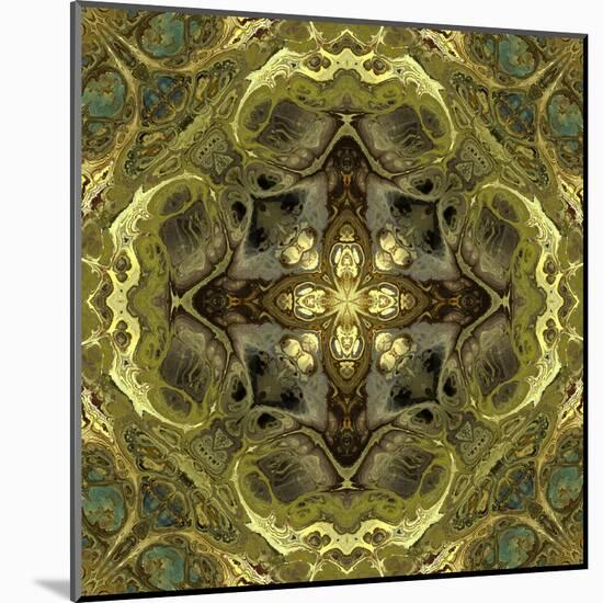 Art Nouveau Geometric Ornamental Vintage Pattern in Green Colors-Irina QQQ-Mounted Art Print