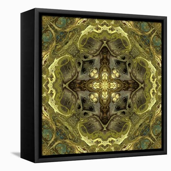 Art Nouveau Geometric Ornamental Vintage Pattern in Green Colors-Irina QQQ-Framed Stretched Canvas