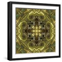 Art Nouveau Geometric Ornamental Vintage Pattern in Green Colors-Irina QQQ-Framed Art Print