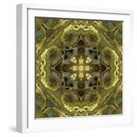 Art Nouveau Geometric Ornamental Vintage Pattern in Green Colors-Irina QQQ-Framed Art Print