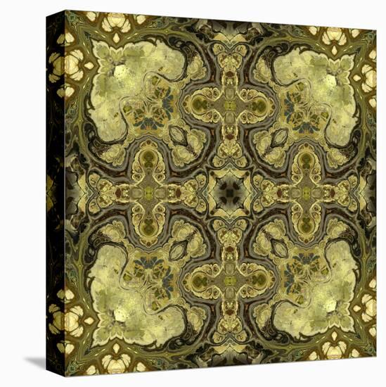 Art Nouveau Geometric Ornamental Vintage Pattern in Green Colors-Irina QQQ-Stretched Canvas