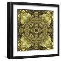 Art Nouveau Geometric Ornamental Vintage Pattern in Green Colors-Irina QQQ-Framed Art Print